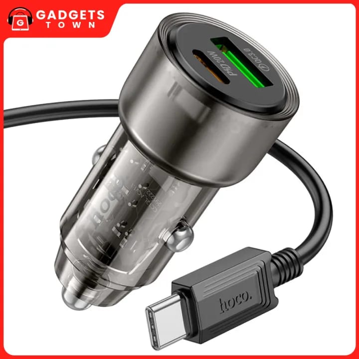 Picture of Hoco Z52 38 W Car Charger | USB‑C PD 20 W + USB‑A QC 18 W | Compact 59×28 mm, 21 g | Dual-Port Fast Charge | Overcurrent & Overvoltage Protection | Universal Compatibility