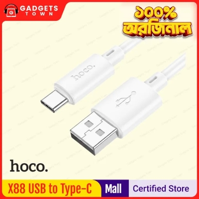 Picture of Hoco X88 USB to Type‑C Cable | 1 m PVC‑Sheathed | 3 A Fast Charge & Data Sync | 4‑Core OFC 3.2 mm | Durable PVC Connectors | Portable 22 g | Compatible with Android Phones & Tablets