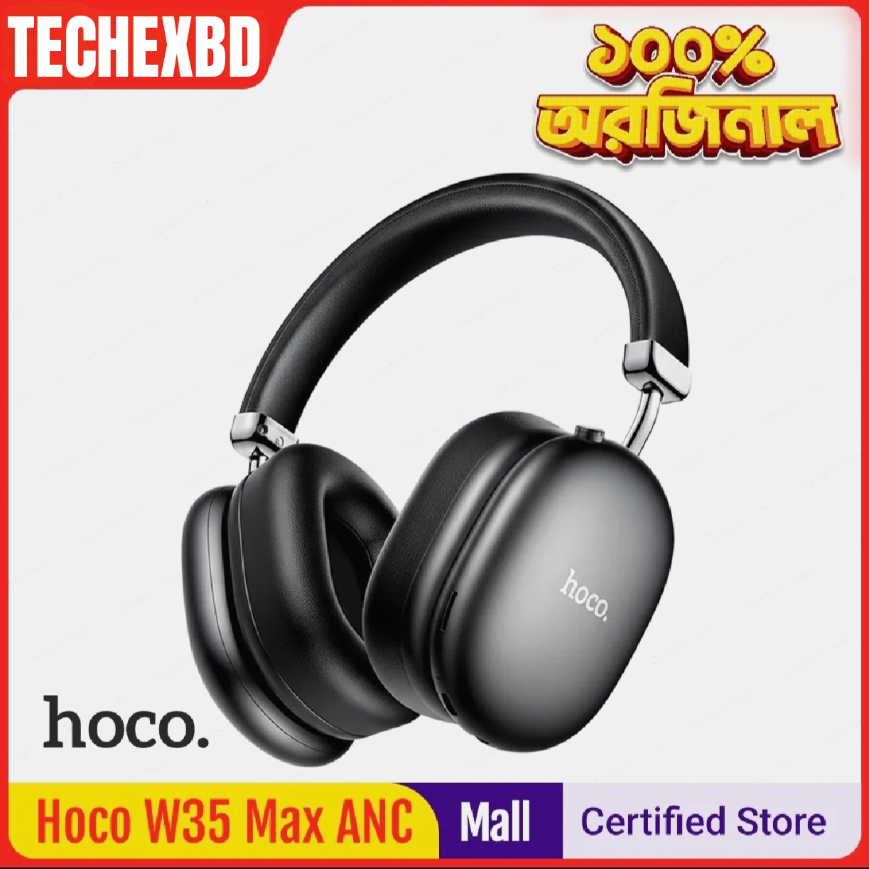 Picture of 🎧 Hoco W35 Max Wireless Headphones – Bluetooth 5.3 | 90H Battery | AUX/TF Card | Hi-Fi Sound | Lightweight