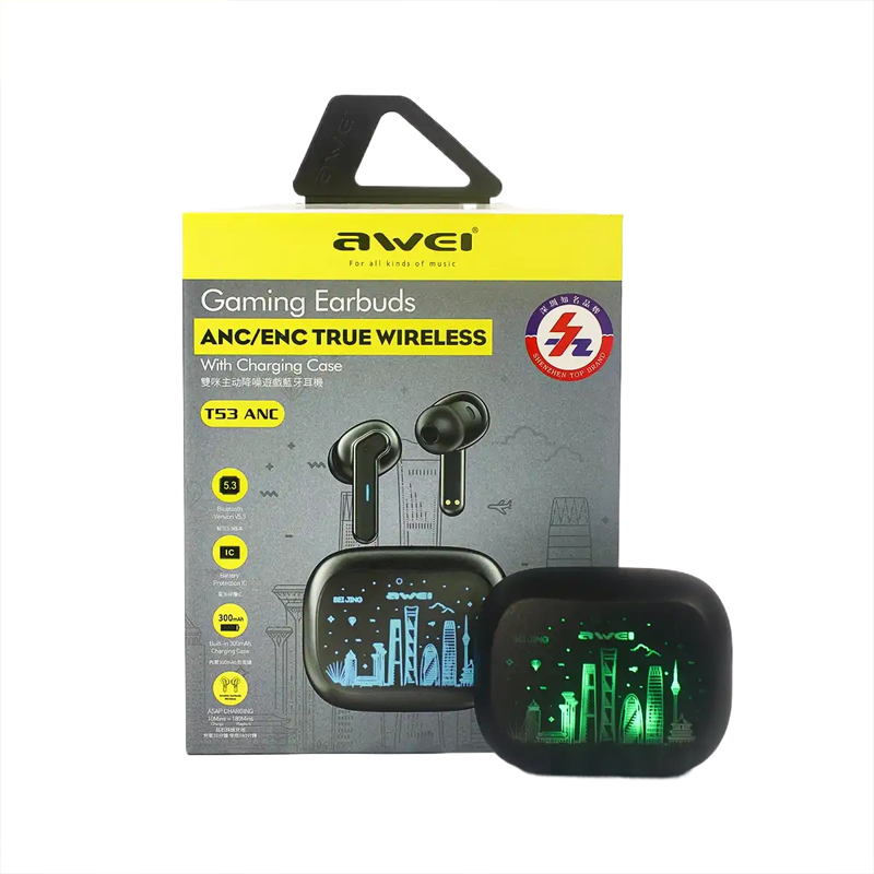 Picture of 🎧 Awei T53 ANC True Wireless Earbuds – Hybrid ANC + ENC | 10H Playback | Bluetooth 5.3 | IPX4 Water Resistant