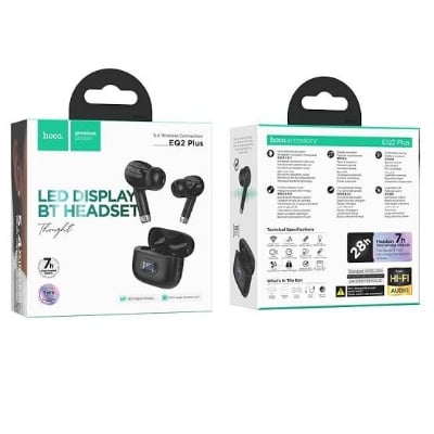 Picture of :  🎧 Hoco EQ2 TWS Wireless Earbuds – Bluetooth 5.3 | Super Bass | IPX5 Waterproof | LED Battery Display | Touch Control