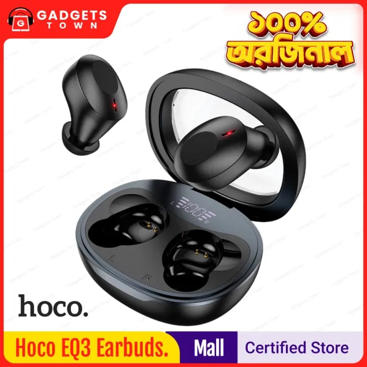 Picture of Hoco EQ3 True Wireless Earbuds | Bluetooth 5.3 (JL AC6983D2) | 13 mm Drivers | 15 H Playback | 300 mAh LED Display Case | IPX4 Sweatproof | Auto‑Pairing & Voice Assistant