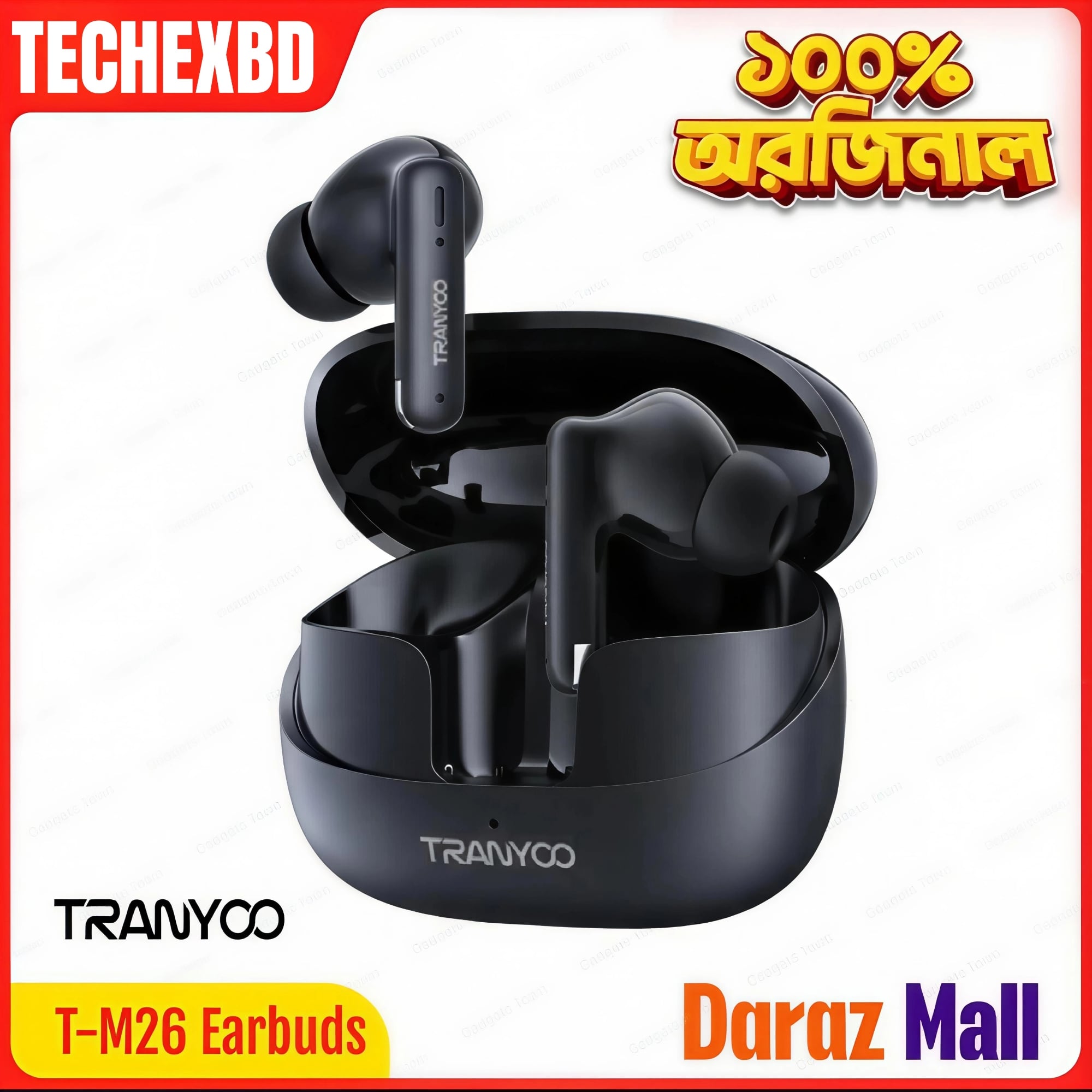 Picture of 🎧 TRANYOO T-M26 TWS Bluetooth Earbuds – High Bass Audio | Touch Control | 5H Playtime | Type-C Charging