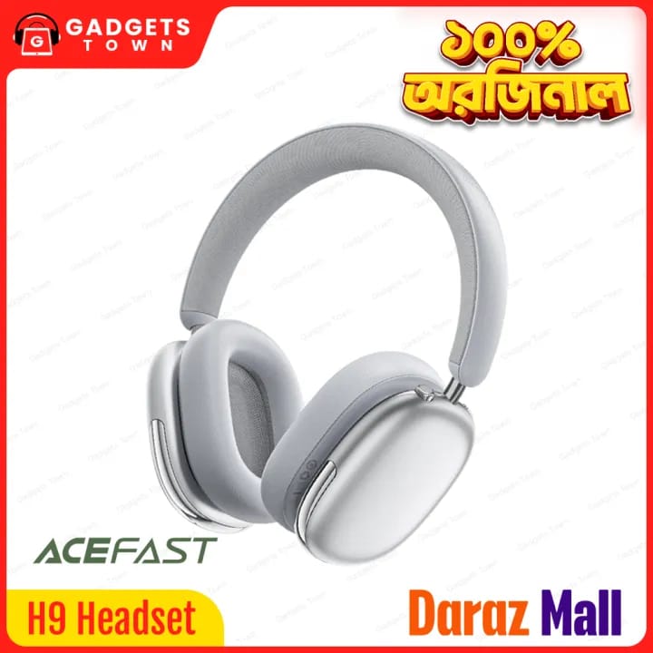 Picture of ACEFAST | H9 ANC Over-Ear Bluetooth Headphones | Bluetooth 5.4 | 40mm Hi-Fi Drivers | 30dB Active Noise Cancelling | 55h Playtime (45h with ANC) | 500mAh Battery, USB-C 5V/1A | Multifunctional Knob, 90° Rotating Earcups | For Android, iPhone & PC.