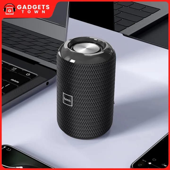Picture of Hoco HC1 Trendy Sound Portable Bluetooth Speaker | BT 5.0 (JL Chip) | Dual 52 mm/5 W Audio | 1200 mAh Battery | 4 H Playback | TWS Stereo, FM, TF‑Card, USB, AUX | IPX5 Splash‑Resistant