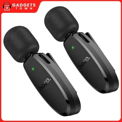Picture of Hoco L15 Crystal iP + Type‑C Dual‑Mic Lavalier Wireless Microphone | 360° HD Pickup | 6 h Battery | 15 ms Low‑Latency | USB‑C Charging & Phone‑Charge | Noise‑Reduction DSP