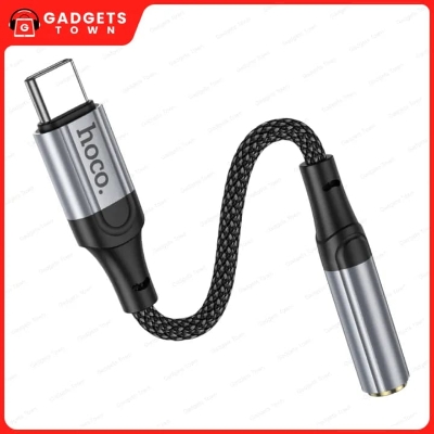 Picture of HOCO | LS36 “Fresh” Type-C to 3.5mm Audio Converter | USB-C to 3.5mm DAC Adapter | Mic & Wire Control | Metal + Nylon Braid, 12cm | For USB-C Phones, Tablets & Laptops