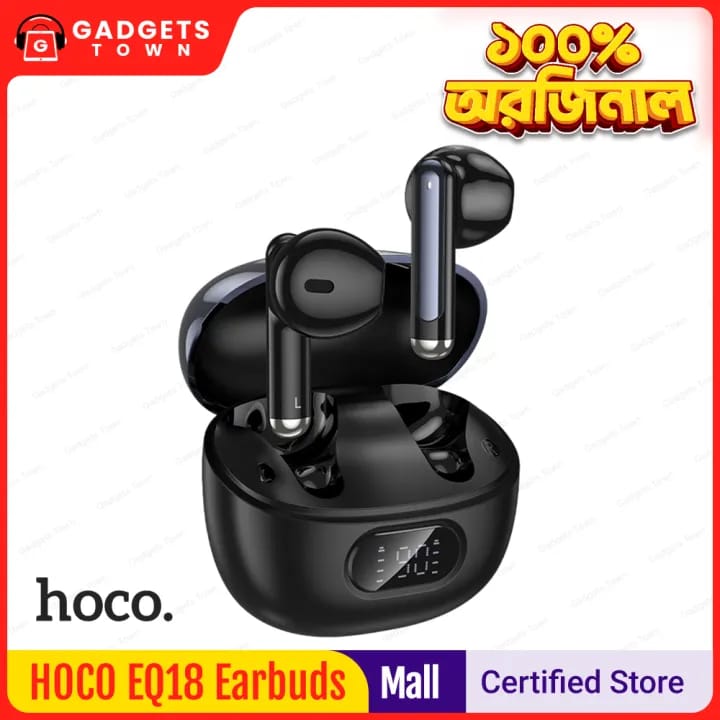 Picture of Hoco EQ18 ANC + ENC True Wireless Earbuds | Bluetooth 5.4 | 13 mm Drivers | Active Noise Cancellation | 300 mAh LED Display Charging Case | Touch Controls | IPX5 Sweat‑Resistant | Type‑C Fast Charge