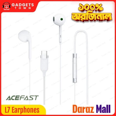 Picture of ACEFAST | L7 Type-C Semi In-Ear Wired Earphones with Mic | USB-C Plug-and-Play | Anti-Spray Noise-Reduction Mic | 1.2m Tangle-Resistant Cable, 16g | TPE+ABS+Aluminum+Nylon | For Android USB-C Phones & Tablets