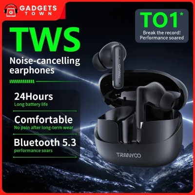 Picture of TRANYOO T‑M26 TWS | Bluetooth 5.3 | IPX5 Waterproof | Touch Control | Noise Reduction Mic | 20 h Playtime | Bangladeshi Affordable Wireless Earbuds