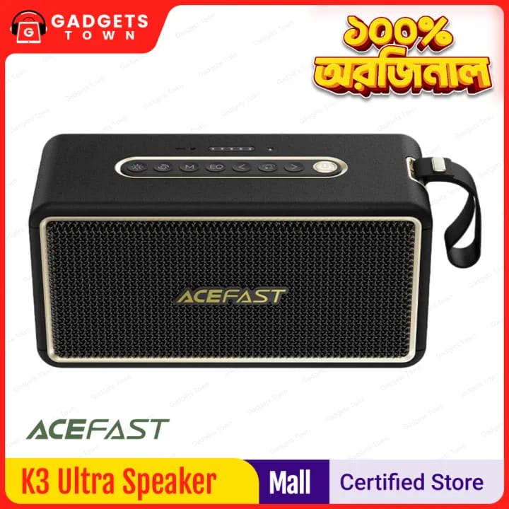 Picture of ACEFAST | K3 Ultra | 120W Peak Bluetooth 5.4 Portable Speaker | 3 Drivers (1×66W + 2×27W) + 2 Passive Radiators | IPX6 | 4500mAh ≈19H | TWS Stereo | DSP & RGB Lights | USB/TF/AUX | USB-C Charging | Outdoor Party Speaker