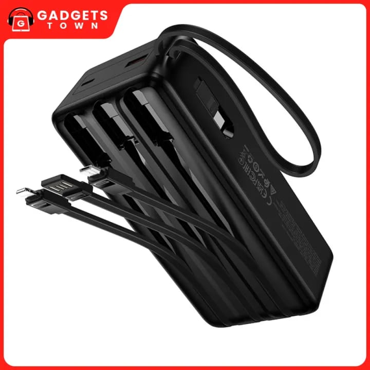 Picture of Hoco | J156B | 30000mAh Power Bank | 22.5W Fast Charge + PD 20W | USB-A Port + Built-in USB-C/Lightning/Micro Cables | LED Battery Display | ABS+PC Fire-Retardant | High-Capacity