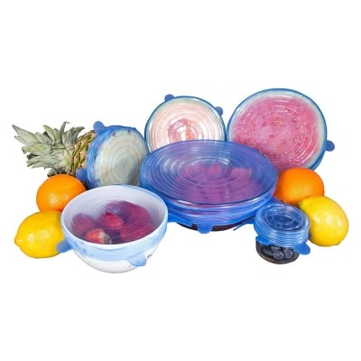 Picture of 6Pcs/Set Silicone Stretch Lids Silicone Caps covers Vacuum Seal Suction Silicone Cover Food Fresh Fruit Keeping Lid Kitchen Tool