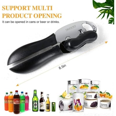 Picture of Manual Can Opener 3in1 Stainless Steel Food Safety Can Openers Bottle Can Opener with Large Knob Ultra Sharp Cutting Smooth Edge