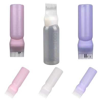 Picture of Empty Hair Dye Shampoo Bottle With Applicator Brush Dispensing Salon Hair Coloring Dyeing Bottle Hairdressing Styling Tool 120ML
