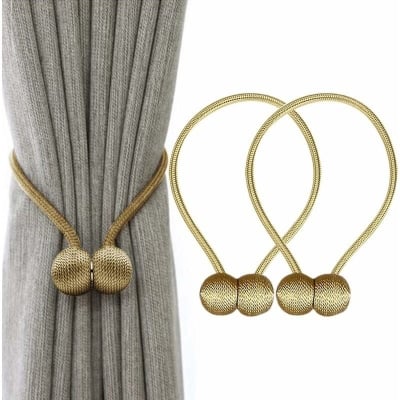 Picture of Magnetic Curtain Tie Backs,Curtain Buckle, Magnetic Curtain Tieback Buckle Strap Holdbacks Magnet Clip,for Curtain Rod Tie Backs Hanging Belts Rope Accessoires - 2pcs