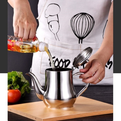 Picture of Stainless Steel Oil Strainer Pot | Oil Container Jug | Cooking Oil Storage Can With Filter | Cooking Frying Oil Pot | Kitchen Tools 500 ML