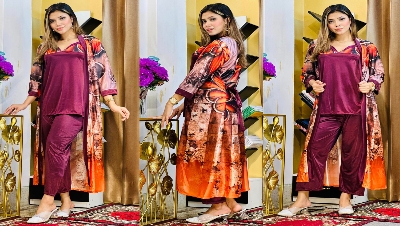 Picture of 3 part digital print indian nighty