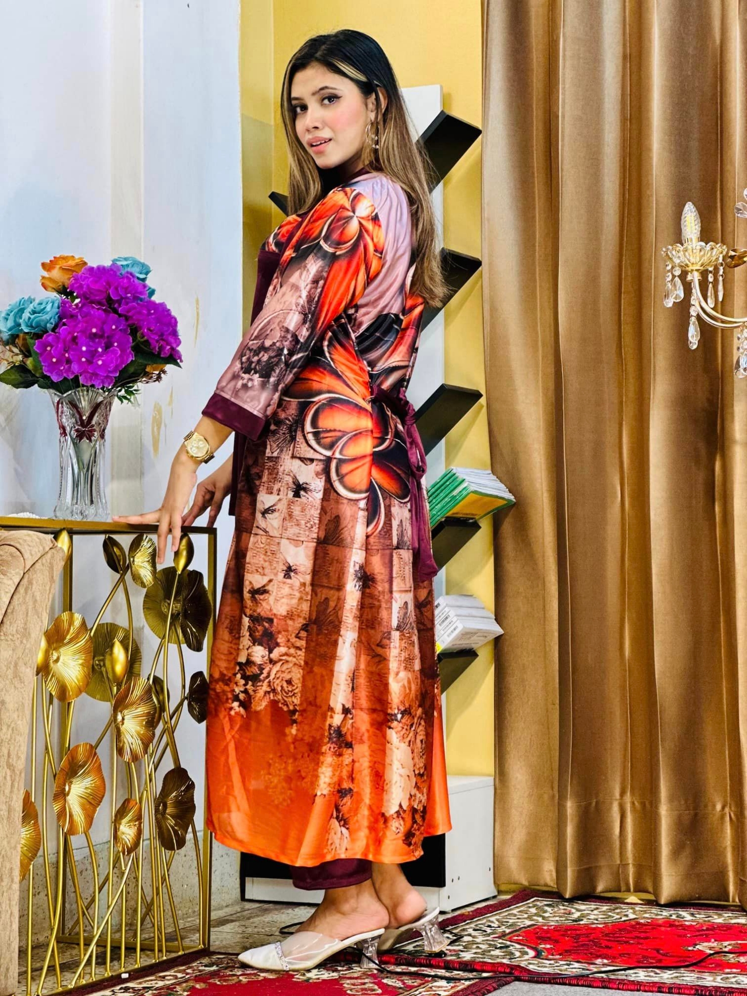 Picture of 3 part digital print indian nighty