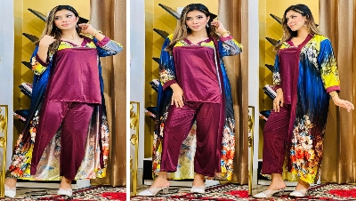 Picture of 3 part digital print indian nighty