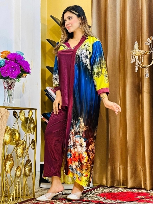 Picture of 3 part digital print indian nighty