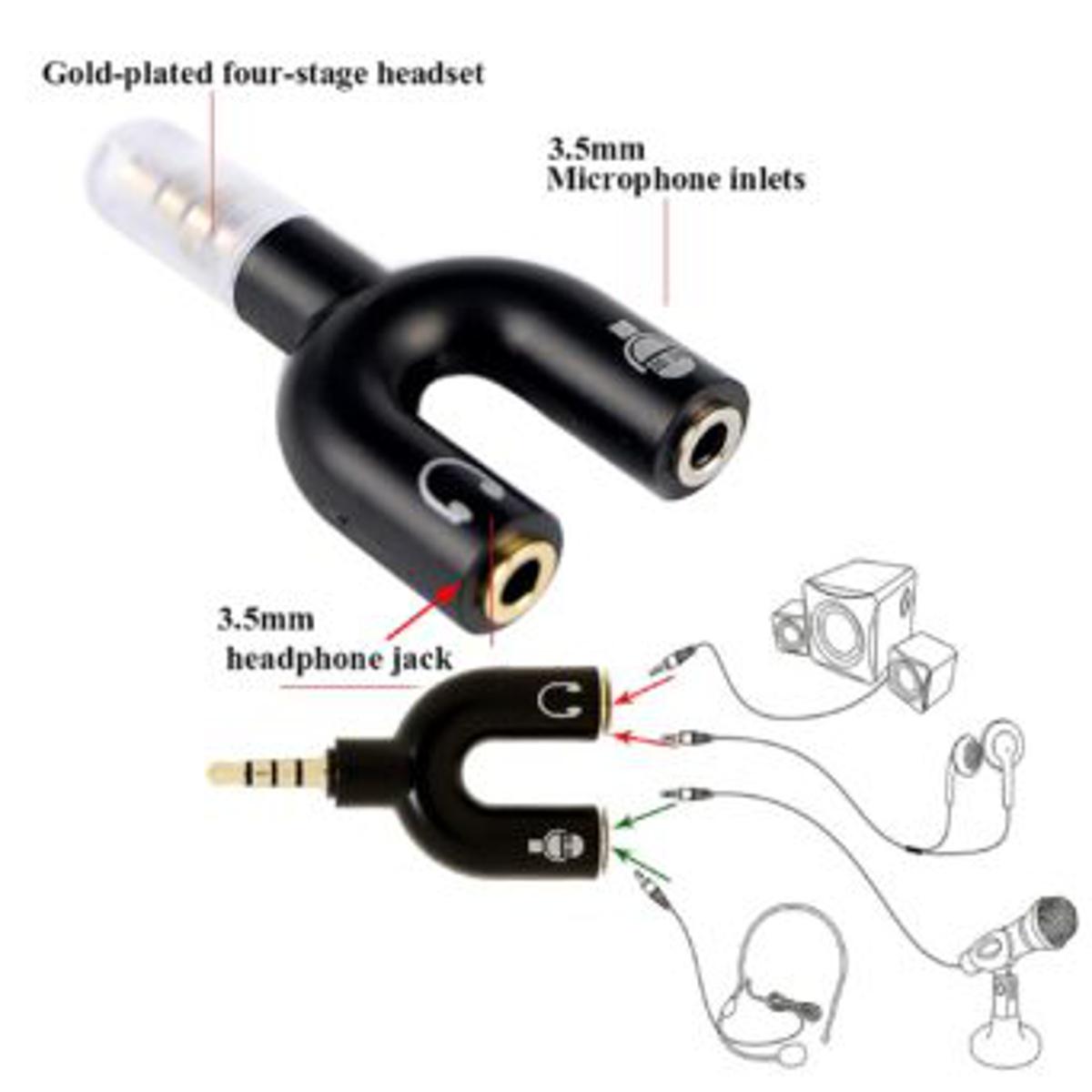 Picture of 3.5mm Stereo Splitter Audio 1 Male to 2 Female Earphone and Microphone - Multicolor