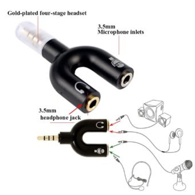 Picture of 3.5mm Stereo Splitter Audio 1 Male to 2 Female Earphone and Microphone - Multicolor