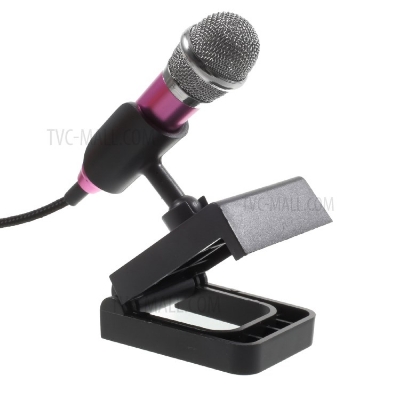 Picture of 3.5mm Audio plug Wired Mini Microphone Portable Stereo Condenser With Mic Stand for Chatting/Singing/Karaoke/PC/ mobile - Multicolor