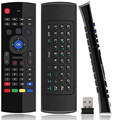Picture of Air Mouse Mini Wireless Keyboard Remote 2.4G Multifunctional Universal W Infrared Learning Air Control for Android Smart TV Box, 3-Gyro and 3-Gsensor, G Box HTPC Mini PC,PS3/4 Xbox 360 with USB - Black