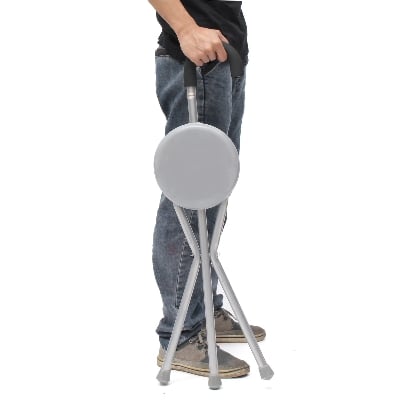 Picture of Folding Cane Seat,Cane Chair Walking Stick Three Feet Folding Crutches With Seat Help-step Chair - Multicolor