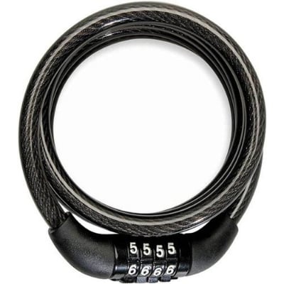 Picture of 4-digit password Helmet code lock Mountain bike lock Portable Security Anti-0theft Bicycle Password Lock Coil Lock Digital - Black