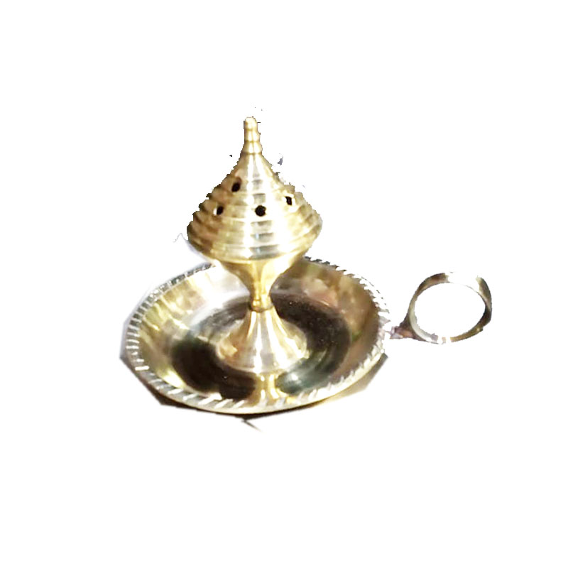 Picture of Stainless Steel Agarbatti Incense Stick Stand, 4 Inch Wide, 2 Inch High, Holds 5 Sticks, Durable Design for Home, Office, Mandir - Gold