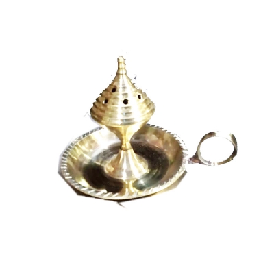 Picture of Stainless Steel Agarbatti Incense Stick Stand, 4 Inch Wide, 2 Inch High, Holds 5 Sticks, Durable Design for Home, Office, Mandir - Gold