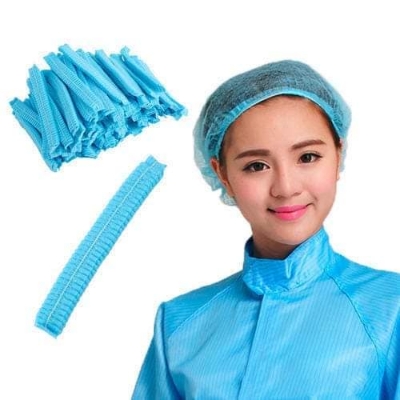 Picture of Disposable Mop Cap Cooking Kitchen Multipurpose Head Cover Hair 10Pcs - Blue