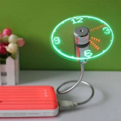 Picture of USB Time Adjustable Mini Flexible Fan LED Light USB Fan Time Clock Desktop Clock Fans hot sell - Multicolor