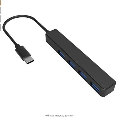 Picture of USB Hub Extended Cable,Type-C Hub 4-Port Data Hub Splitter with 5V Micro USB Power Port for USB Expansion - Black