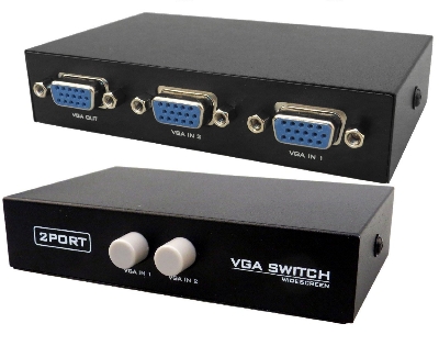 Picture of VGA 2 in 1 Out 2 Port VGA Switch Press Button Two Way VGA Video Switcher Splitter for PC TV Monitor -Black - Black