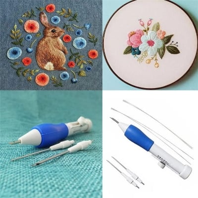 Picture of DIY crafts magic embroidery pen set interchangeable sewing accessories tool punch needle - Multicolor