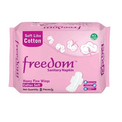 Picture of Freedom Heavy Flow Cotton 8 pads - pad freedom sanitary napkin cotton soft - 7-12