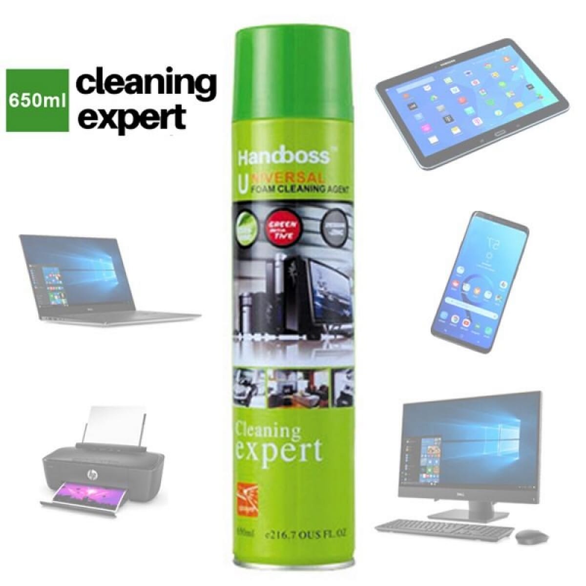 Picture of Handboss Universal Foam Cleaner with brush Leather Fabric Cleaner Car Interior Dashboard Home Sofa Computer Laptop TV Water-free Cleaning Agent 650ml - Multicolor