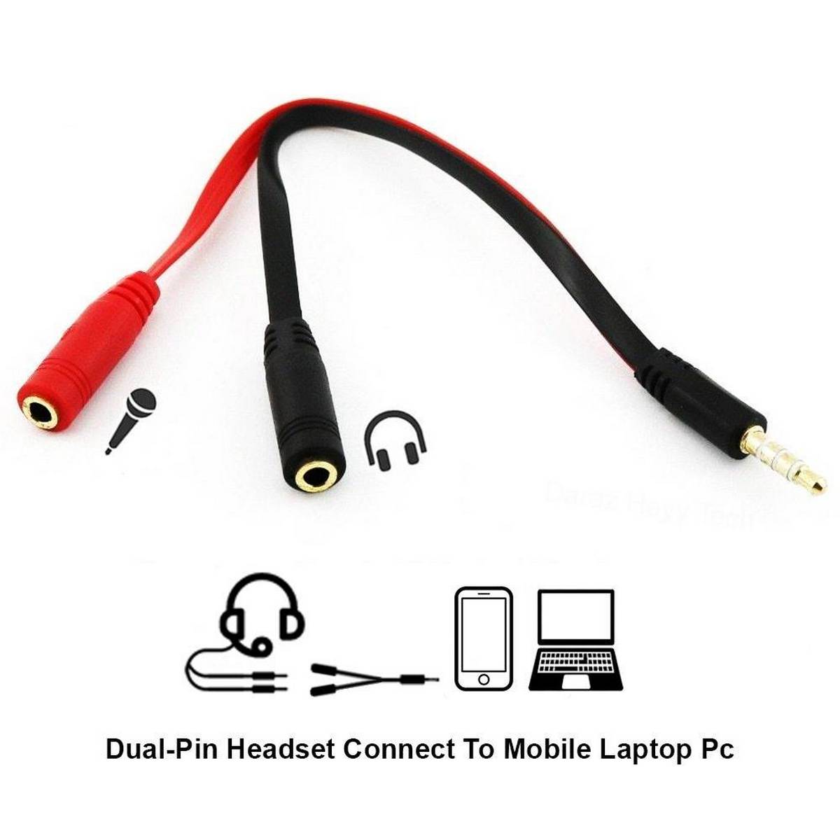 Picture of 3.5mm AUX 1 Male to 2 Female Spliter Wire 3.5 Jack Audio Splitter Cable Headphone Earphone Speaker Stereo AUX Adapter Cord RT - Multicolor