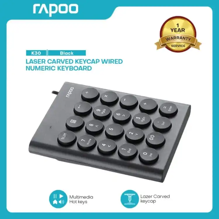 Picture of K30 Laser Carved Keycap Wired Numeric Keyboard - Black