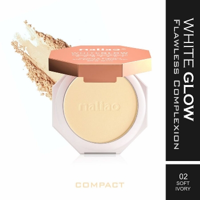 Picture of Maliao White Glow Flawless Complex Compact Powder Whitens & Brightens Anti-pollution Matte look Spf 25 PA+++ Maliao Fce Powder - 02. Soft Ivory