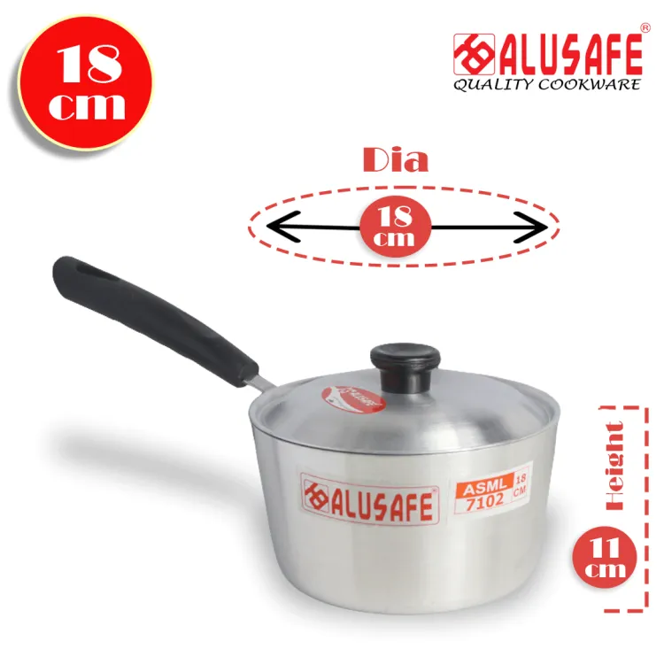 Picture of Alusafe Aluminum Milk Pan with Lid 18*11 CM - Silver