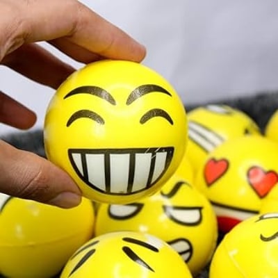 Picture of Exercise Stress Ball Pu Rubber Stress Ball 6.3cm  Novetly Emoji Squeeze Ball  Toy-5 Pcs - Multicolor
