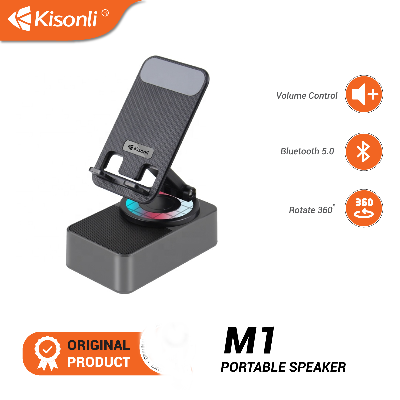 Picture of KISONLI Speaker Bluetooth M-1 Phone Holder 360° Foldable Mobile RGB lights - Multicolor