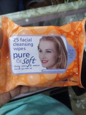 Picture of Pure & Soft 25 Facial Cleansing Wipes - 25 Tissues - Orange