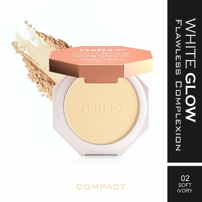Picture of Maliao White Glow Flawless Complex Compact Powder (SOFT IVORY) Whitens & Brightens Anti-pollution Matte look Spf 25 PA+++ - Natue