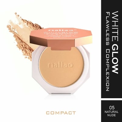 Picture of Maliao White Glow Flawless Complex Compact Powder (NATURAL NU DE) Whitens & Brightens Anti-pollution Matte look Spf 25 PA+++ - Natue