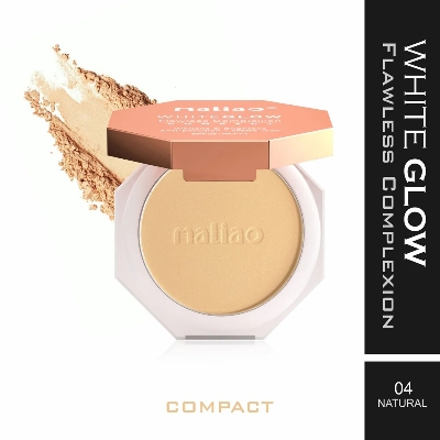 Picture of Maliao White Glow Flawless Complex Compact Powder (NATURAL) Whitens & Brightens Anti-pollution Matte look Spf 25 PA+++ - Natue,Fresh